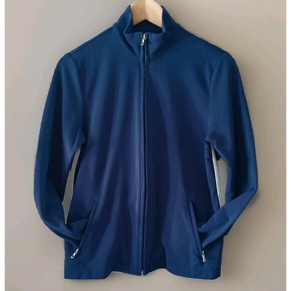Lands' End Navy Track Jacket Sz 8-10 M Zip-Up Activewear Workout Performance - Picture 2 of 10